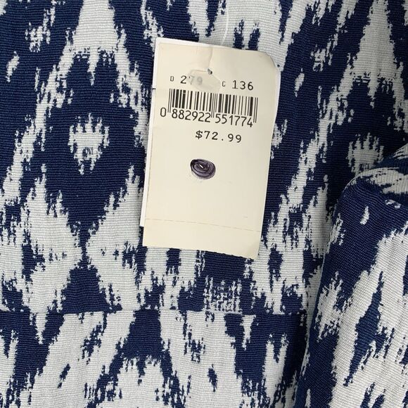 Vtg Fever 2X Blazer Blue White Abstract Aztec Diamond 3/4 Sleeve Jacket - Picture 4 of 12